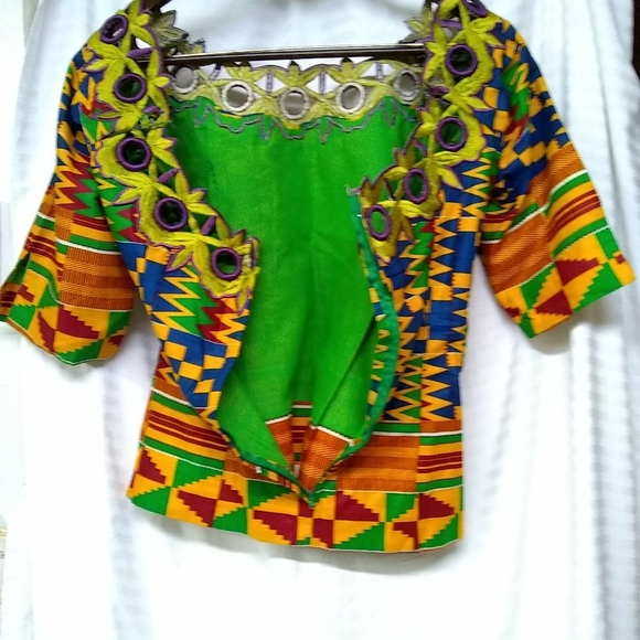 DIVA African Skirt Suit Handmade 3Pc Multi Color S/38 EXT. Skirt & HeadWr… - Picture 3 of 8
